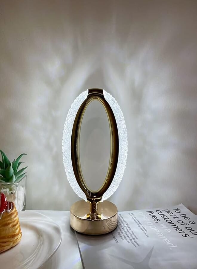 Tekstap Crystal Table Lamp, 3 Colors Changing Dimmable Touch Lamp